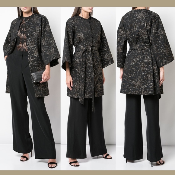 NWT $388 Tadashi Shoji Pollux Droplet Oversized Jacquard Coat‎ [SZ Large ] - Picture 1 of 8